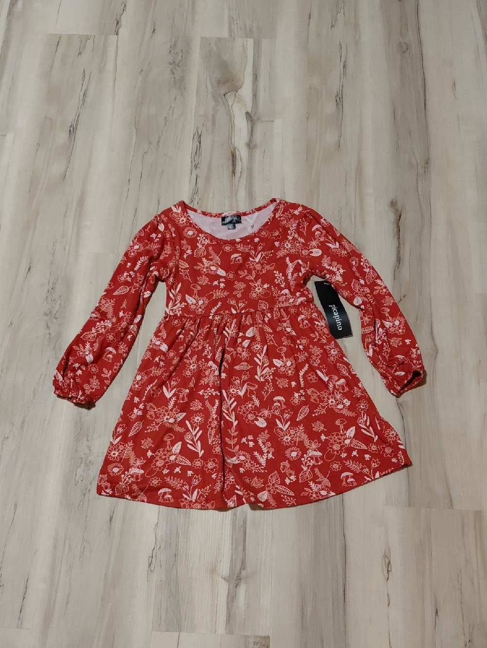 Girls' Red Floral Long-Sleeve Casual Dress by Primary